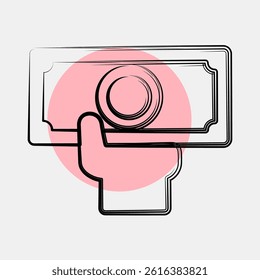 Icon cash. Cashless society elements. Icon in color spot style.