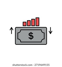Symbol einer Cashflow-Analyse einzeln auf sauberem Hintergrund.