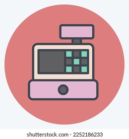 Icon Cash Register. related to Online Store symbol. color mate style. simple illustration. shop