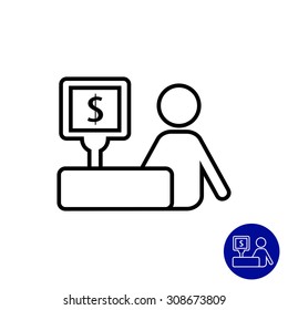 Icon Of Cashier And Cash Register With Dollar Sign