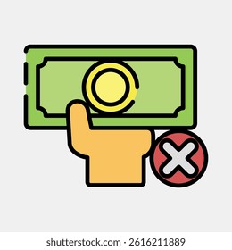 Icon cashless. Cashless society elements. Icon in filled line style.