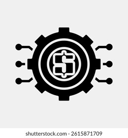 Icon cashless technology. Cashless society elements. Icon in glyph style.