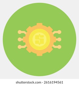 Icon cashless technology. Cashless society elements. Icon in color mate style.