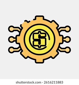Icon cashless technology. Cashless society elements. Icon in filled line style.