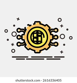 Icon cashless technology. Cashless society elements. Icon in MBE style.