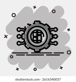 Icon cashless technology. Cashless society elements. Icon in comic style.