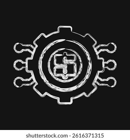 Icon cashless technology. Cashless society elements. Icon in chalk style.