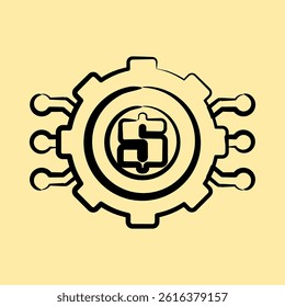 Icon cashless technology. Cashless society elements. Icon in hand drawn style.