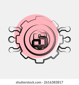 Icon cashless technology. Cashless society elements. Icon in color spot style.