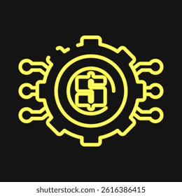 Icon cashless technology. Cashless society elements. Icon in neon style.