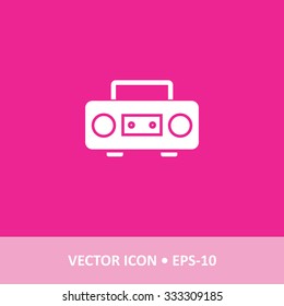 Icon of Cassette Player on Magenta Color Background. Eps-10.