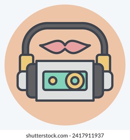 Icon Cassette. related to Hipster symbol. color mate style. simple design editable. simple illustration