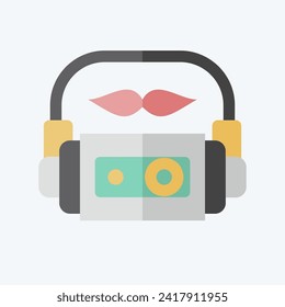 Icon Cassette. related to Hipster symbol. flat style. simple design editable. simple illustration