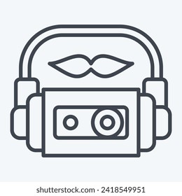 Icon Cassette. related to Hipster symbol. line style. simple design editable. simple illustration