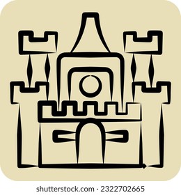 Icon Castle. related to Accommodations symbol. hand drawn style. simple design editable. simple illustration