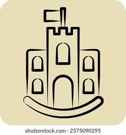 Icon castle. related to Icon Building symbol. hand drawn style. simple design editable. simple illustration