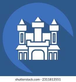 Icon Castle. related to Halloween symbol. long shadow style. simple design editable. simple illustration