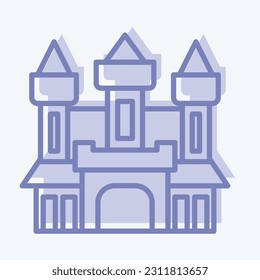 Icon Castle. related to Halloween symbol. two tone style. simple design editable. simple illustration