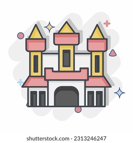 Icon Castle. related to Halloween symbol. comic style. simple design editable. simple illustration