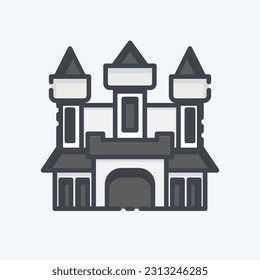 Icon Castle. related to Halloween symbol. doodle style. simple design editable. simple illustration