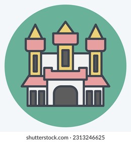 Icon Castle. related to Halloween symbol. color mate style. simple design editable. simple illustration