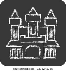 Icon Castle. related to Halloween symbol. chalk Style. simple design editable. simple illustration