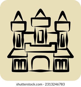 Icon Castle. related to Halloween symbol. hand drawn style. simple design editable. simple illustration