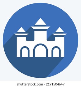 Icon Castle. suitable for Halloween symbol. long shadow style. simple design editable. design template vector. simple illustration