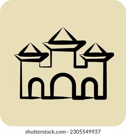 Icon Castle. suitable for Halloween symbol. hand drawn style. simple design editable. design template