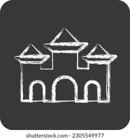 Icon Castle. suitable for Halloween symbol. chalk Style. simple design editable. design template vector