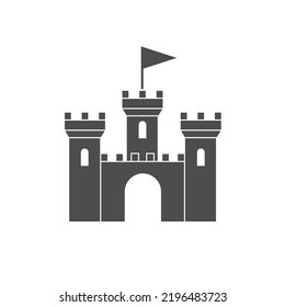 icon of the castle tower. The symbol of the old fortress. The defensive wall of the city. Flat style