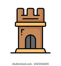 Icon of castle tower in trendy style, ready to use vector