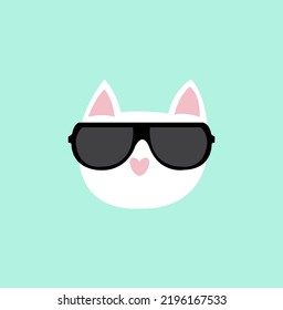 Icon of a cat with glasses on a blue background