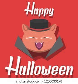 Icon cat for Halloween in the style of flat.