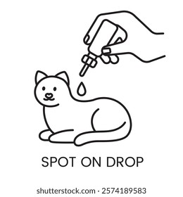 An icon of a cat receiving spot-on medication in vector, representing pet healthcare treatments, with an editable stroke.