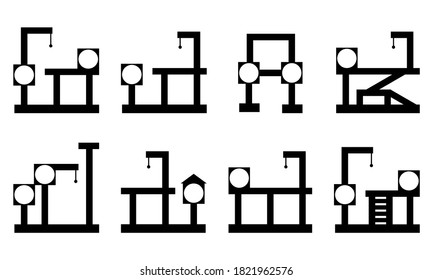 icon cat tree pet game set black on white background. flat simple logo for game, or web app