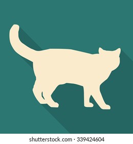 Icon  cat in white in a flat design. Vector illustration