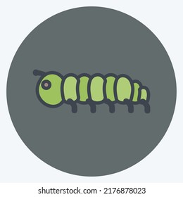 Icon Caterpillar. suitable for Animal symbol. color mate style. simple design editable. design template vector. simple symbol illustration