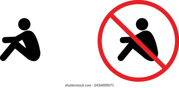 icon caution don't sit black outline for web site design 
and mobile dark mode apps 
Vector illustration on a white background