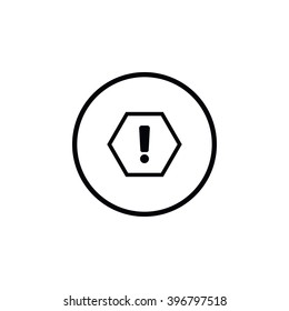 Icon caution sign in the form of an exclamation mark in a hexagon.
