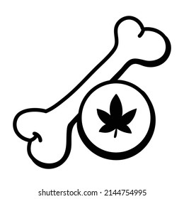 Un ícono de hueso cbd en estilo doodle moderno

