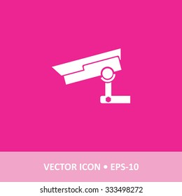 Icon of CCTV Camera on Magenta Color Background. Eps-10.