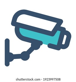 icon cctv service using filled line style and blue color