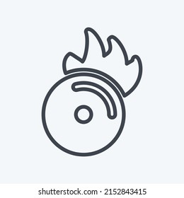 Icon CD on Fire. suitable for music symbol. line style. simple design editable. design template vector. simple symbol illustration