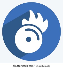 Icon CD on Fire. suitable for music symbol. long shadow style. simple design editable. design template vector. simple symbol illustration