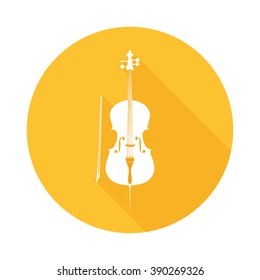 Icon of Cello, Vector Illustration of Orchestra Musical Instrument isolated on white. More Icons of Musical Instruments in Portfolio.