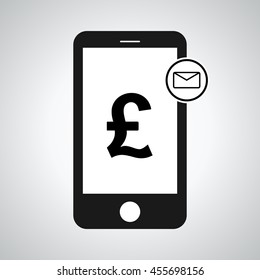 icon. cellphone. money. symbol of pound. message.flat illustration. vector