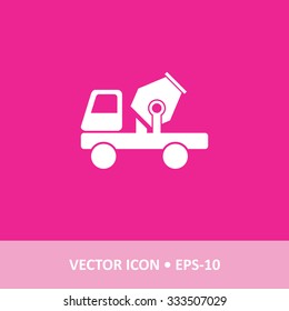Icon of Cement Mixer on Magenta Color Background. Eps-10.