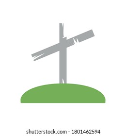 Symbol für das zementelle Kreuz auf weißem Hintergrund, floraler Stil, Vektorgrafik