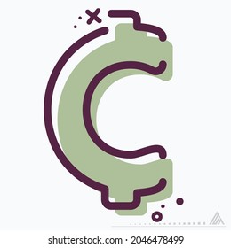 Icon Cents - MBE Syle - Einfache Illustration, bearbeitbarer Strich, Design Template Vektor, Gut für Drucke, Plakate, Anzeigen, Ankündigungen, Infografiken, etc.